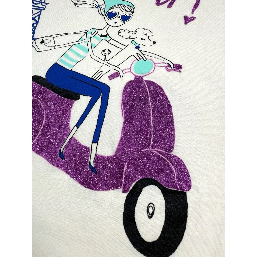 GYMBOREE Girls Graphic‎ Tee Paris Scooter Illustration Size 8